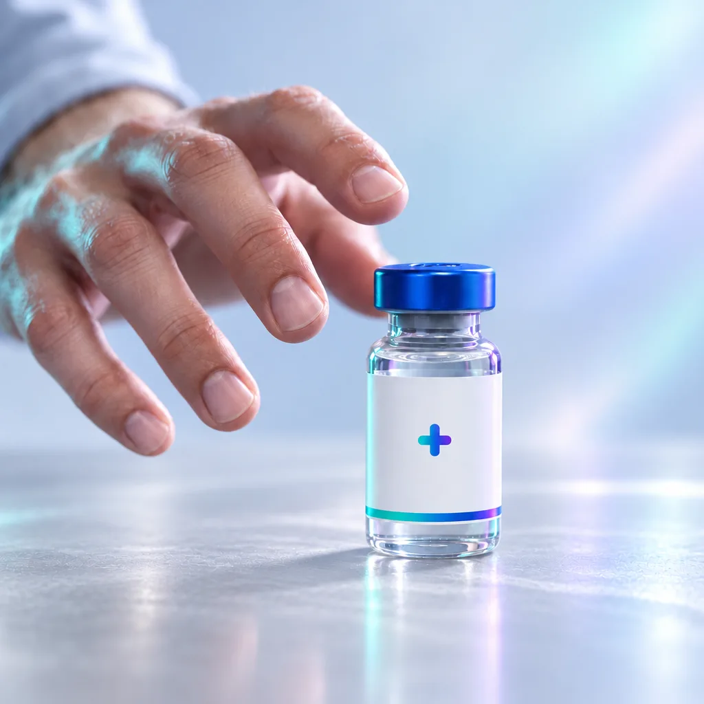 Closed packaging for Compounded Semaglutide + B12 Injectable held in hand